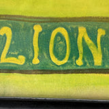 LION with Huge Red Lipped Smile, Marvelous Large Pastel on Paper Folk Drawing, Framed as Found