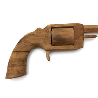 Wooden Folk Art Revolver with Rotating Cylinder