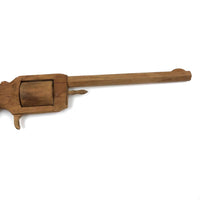 Wooden Folk Art Revolver with Rotating Cylinder