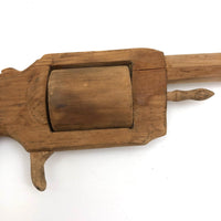 Wooden Folk Art Revolver with Rotating Cylinder