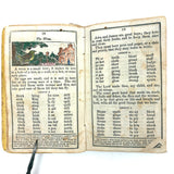 Comley's Spelling and Reading Book, 1853, with Hand-colored Engravings, Cut Paper Letters, and Good Words