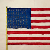 American Flag with 48 X's For Stars, C. 1910 Watercolor School Drawing