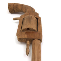 Wooden Folk Art Revolver with Rotating Cylinder
