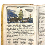Comley's Spelling and Reading Book, 1853, with Hand-colored Engravings, Cut Paper Letters, and Good Words