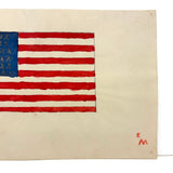 American Flag with 48 X's For Stars, C. 1910 Watercolor School Drawing