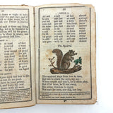 Comley's Spelling and Reading Book, 1853, with Hand-colored Engravings, Cut Paper Letters, and Good Words