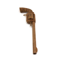 Wooden Folk Art Revolver with Rotating Cylinder