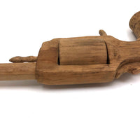 Wooden Folk Art Revolver with Rotating Cylinder