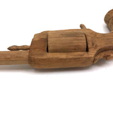 Wooden Folk Art Revolver with Rotating Cylinder