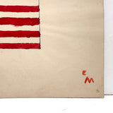 American Flag with 48 X's For Stars, C. 1910 Watercolor School Drawing