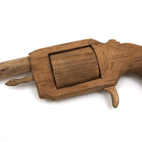Wooden Folk Art Revolver with Rotating Cylinder