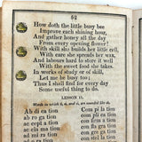 Comley's Spelling and Reading Book, 1853, with Hand-colored Engravings, Cut Paper Letters, and Good Words