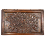 Like a Theorem Painting, 19th Century Hand-carved Book Shaped Box with Hand-carved Basket of Flowers