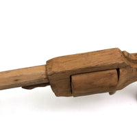Wooden Folk Art Revolver with Rotating Cylinder