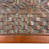 Like a Theorem Painting, 19th Century Hand-carved Book Shaped Box with Hand-carved Basket of Flowers