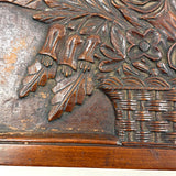 Like a Theorem Painting, 19th Century Hand-carved Book Shaped Box with Hand-carved Basket of Flowers