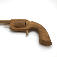 Wooden Folk Art Revolver with Rotating Cylinder