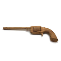 Wooden Folk Art Revolver with Rotating Cylinder