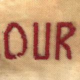 GOD BLESS OUR HOME, Wonderfully Crude Make Do Embroidery on Wire Mesh Screen, Original Frame