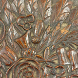 Like a Theorem Painting, 19th Century Hand-carved Book Shaped Box with Hand-carved Basket of Flowers