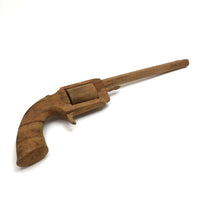 Wooden Folk Art Revolver with Rotating Cylinder