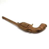Wooden Folk Art Revolver with Rotating Cylinder