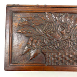 Like a Theorem Painting, 19th Century Hand-carved Book Shaped Box with Hand-carved Basket of Flowers