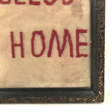 GOD BLESS OUR HOME, Wonderfully Crude Make Do Embroidery on Wire Mesh Screen, Original Frame