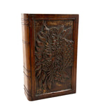 Like a Theorem Painting, 19th Century Hand-carved Book Shaped Box with Hand-carved Basket of Flowers