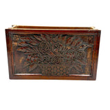 Like a Theorem Painting, 19th Century Hand-carved Book Shaped Box with Hand-carved Basket of Flowers
