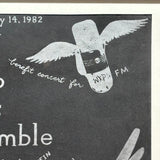 Philip Glass Ensemble, Original Silver on Black Silkscreen Poster, Benefit for WXPN, Philadelphia, 1982