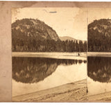 Homemade Antique Stereoview of White Horse Ledge /  Echo Lake, NH