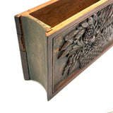 Like a Theorem Painting, 19th Century Hand-carved Book Shaped Box with Hand-carved Basket of Flowers