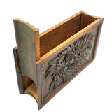 Like a Theorem Painting, 19th Century Hand-carved Book Shaped Box with Hand-carved Basket of Flowers