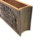 Like a Theorem Painting, 19th Century Hand-carved Book Shaped Box with Hand-carved Basket of Flowers