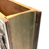 Like a Theorem Painting, 19th Century Hand-carved Book Shaped Box with Hand-carved Basket of Flowers