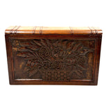 Like a Theorem Painting, 19th Century Hand-carved Book Shaped Box with Hand-carved Basket of Flowers