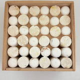 C. 1940s American Crayon Co Wooden Box of 36 Fat White Freart Chalk Sticks in Sawdust