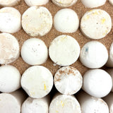 C. 1940s American Crayon Co Wooden Box of 36 Fat White Freart Chalk Sticks in Sawdust