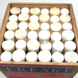 C. 1940s American Crayon Co Wooden Box of 36 Fat White Freart Chalk Sticks in Sawdust