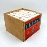 C. 1940s American Crayon Co Wooden Box of 36 Fat White Freart Chalk Sticks in Sawdust