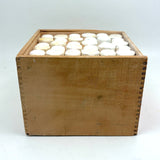 C. 1940s American Crayon Co Wooden Box of 36 Fat White Freart Chalk Sticks in Sawdust