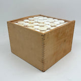 C. 1940s American Crayon Co Wooden Box of 36 Fat White Freart Chalk Sticks in Sawdust