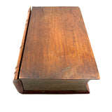 Like a Theorem Painting, 19th Century Hand-carved Book Shaped Box with Hand-carved Basket of Flowers
