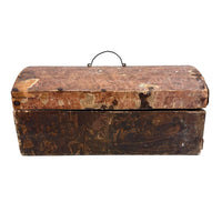 19th Century Dome Top Box Covered with Early Wallpaper and More, Inside and Out
