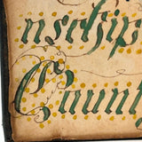 Glorious 1850 Pennsylvania German Fraktur Watercolor Bookplate with Pointing Hand, Berks County