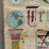 Amazing Late 19th Century Large Masonic Perforated Paper Embroidery, With Provenance