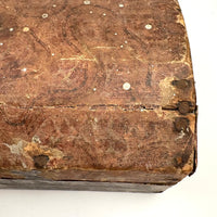 19th Century Dome Top Box Covered with Early Wallpaper and More, Inside and Out