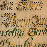 Glorious 1850 Pennsylvania German Fraktur Watercolor Bookplate with Pointing Hand, Berks County