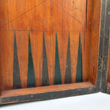 19th Century Original Surface Painted Folk Art Folding Game Board, Checks/Chess and Backgammon Inside